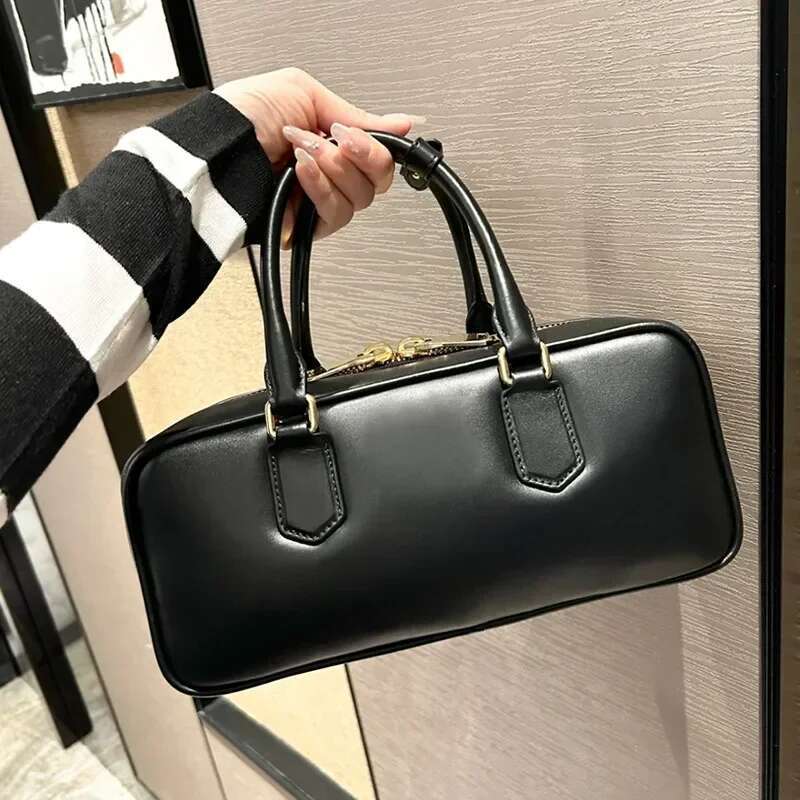 High Quality Boston Bowg 2023 New Large Capacity Vintage Pillow Bag Genuine Leather Crossbody Handbag