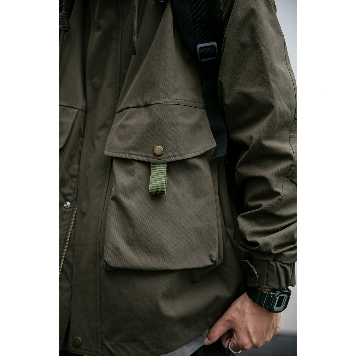Japanese Streetwear Outdoor For Men Clothing Haruku High Quality Multi Pocket Functional Coat Casual Hooded Jacket Male