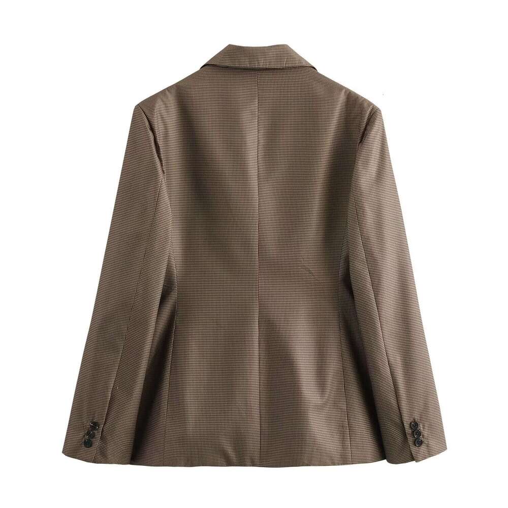 TRAFZA Elegant Pinstripe Office Women Lapel Pocket 2024 New Spring Autumn Fashion Old Money Commuter Blazer