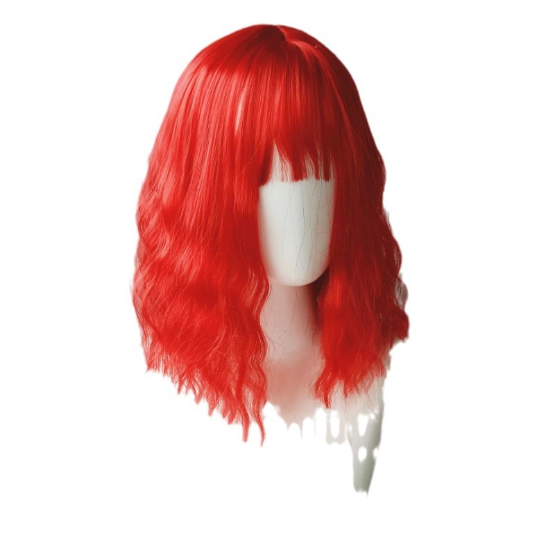 Hot selling wig for women, bright red shoulder-length wool curls, Halloween cosplay prop wig headpiece