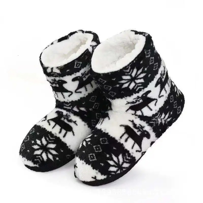 Womens Slippers Winter Floor Shoes Indoor Home Christmas Elk Fur Cotton Plush Anti S Non Slip soft deer Warm Female Boots 241025