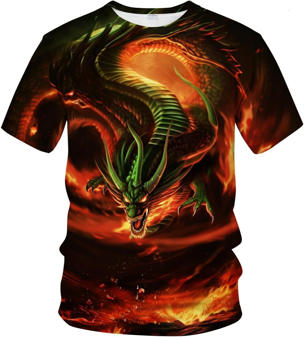 Mens T shirt Traditional Chinese Dragon T-Shirt Funny Anime Graphic Tee Shirt tee Casual tops summer clothes