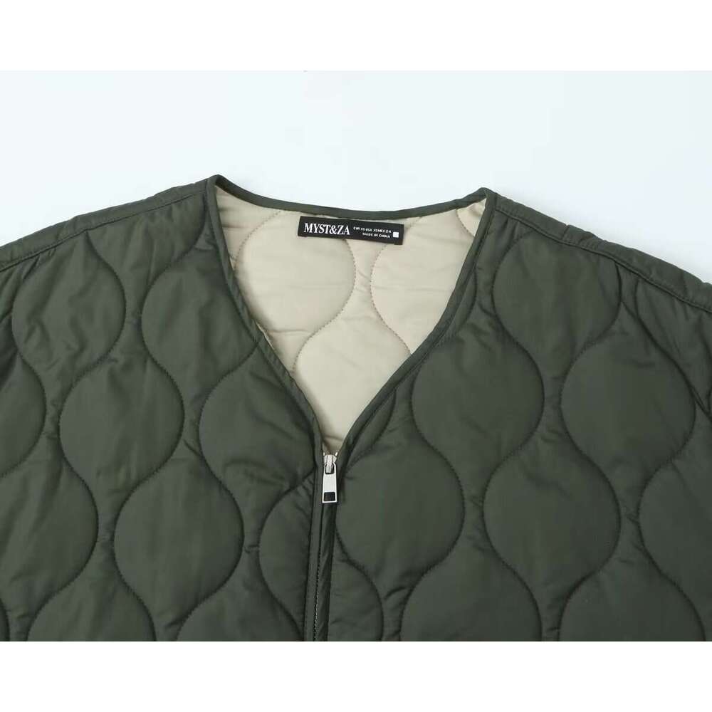 TRAFZA Women Padding Zip Up Puffy New 2024 Fashion Street Fall Winter Jacket Coat