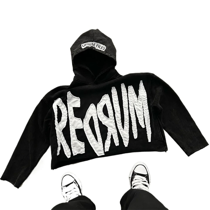 Y2K Trend American Vintage Letter Embroidered Hoodie for Men and Women Harajuku Gothic Oversized Sweater Tops Street Wear 241025