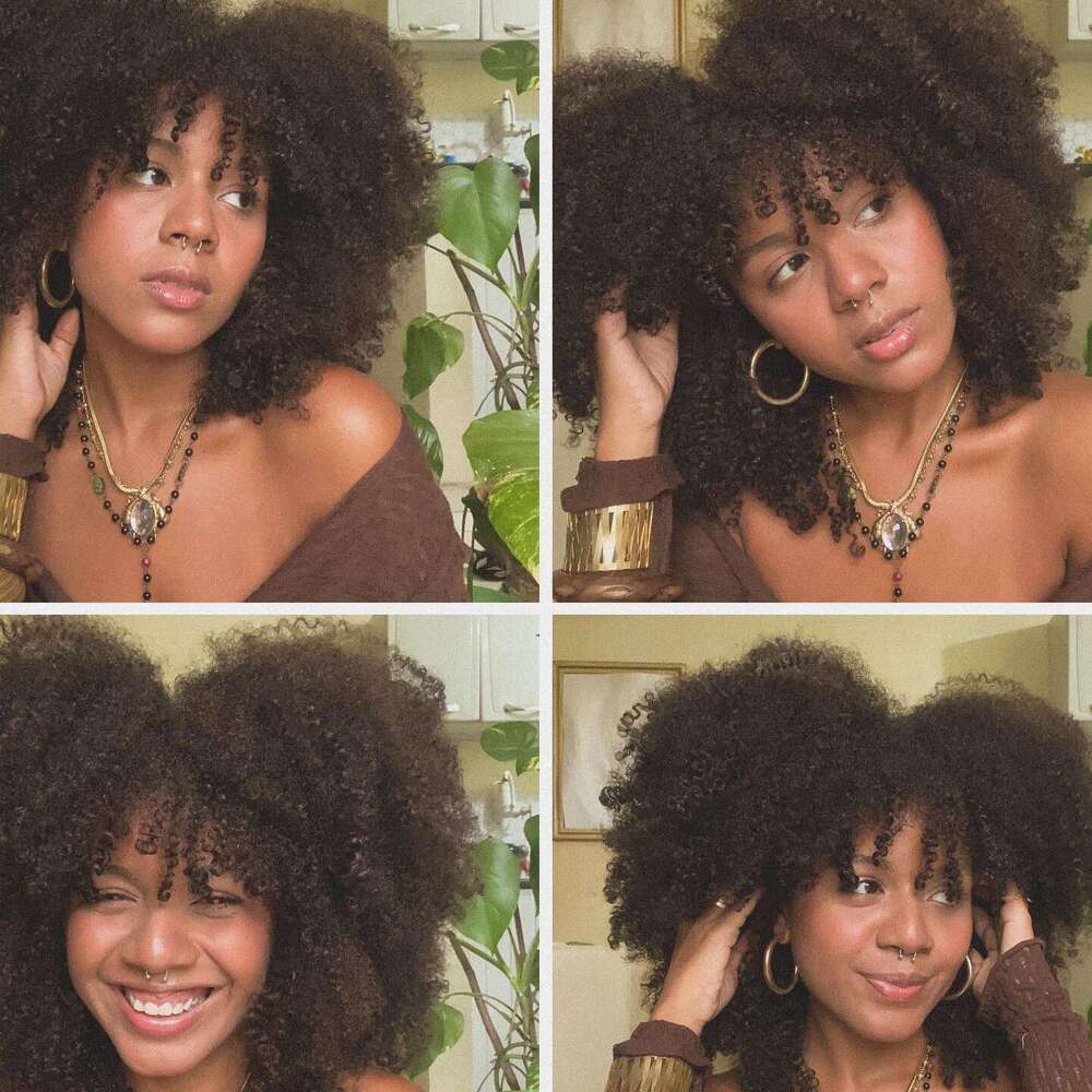B C Afro Kinky Curly Wig with Bangs Human Hair Full Machine Made NON Lace Density Remy Brazilian Short Bob Wigs