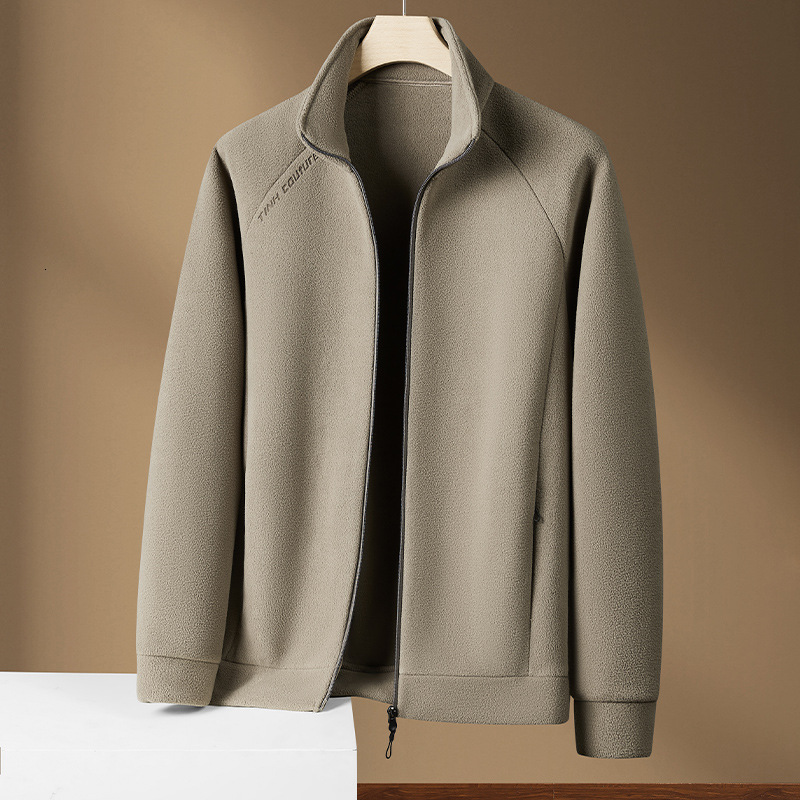 2024 New Designer Women's Zipper Open Hoodie Men's Stand up Collar Solid Color Casual Autumn/Winter Couple Wool Jacket