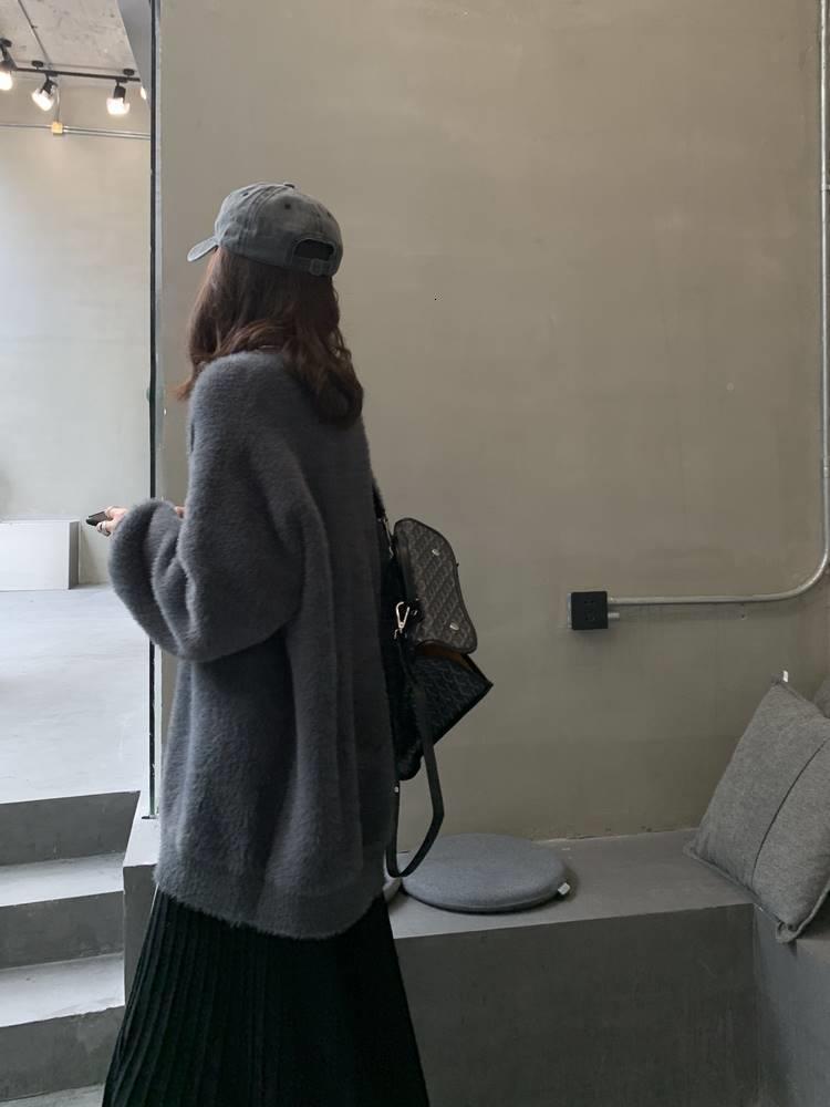 Imitation Mink Fur Sweater Jacket Women S Autumn Winter New Korean Version Loose And Lazy Style V Neck Knitted Cardigan For Women F1028#45
