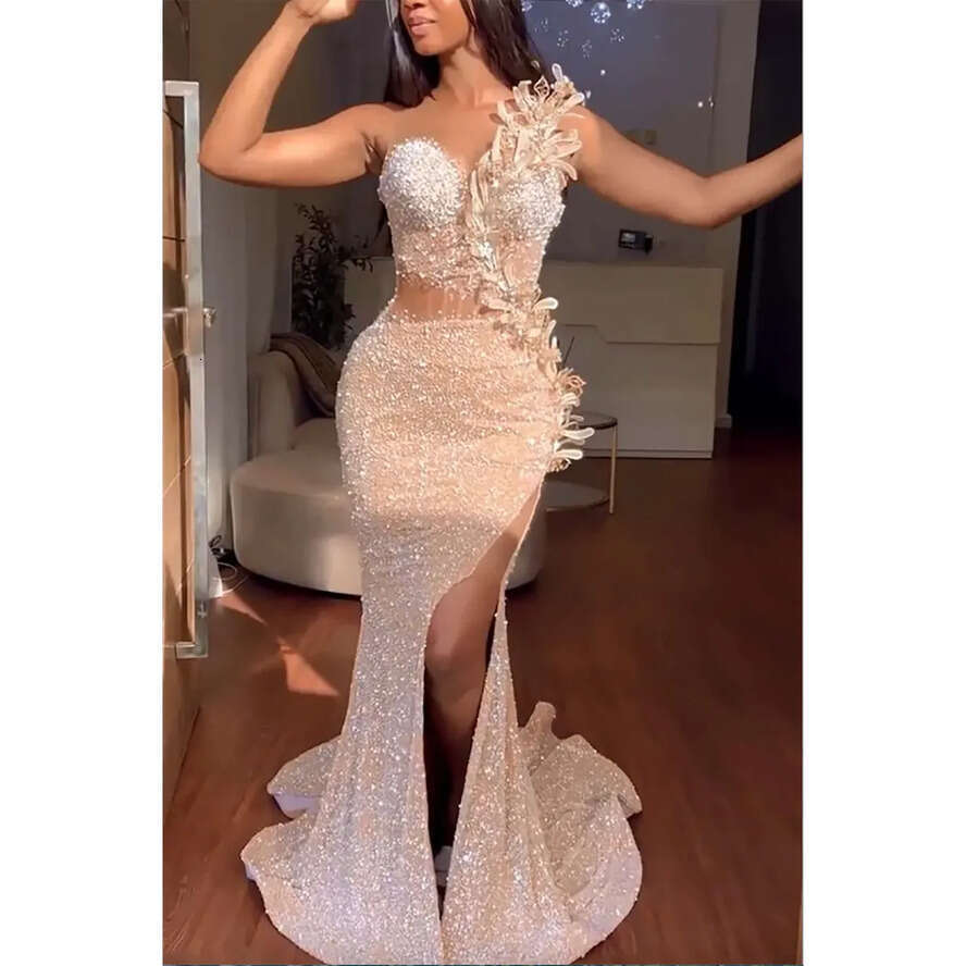Gorgeous Sexy Mermaid Evening Dresses With Sequins Illusion Sweetheart Strapless Gownssweep Train Party Gown Robe De Soiree Tailor Made 0431