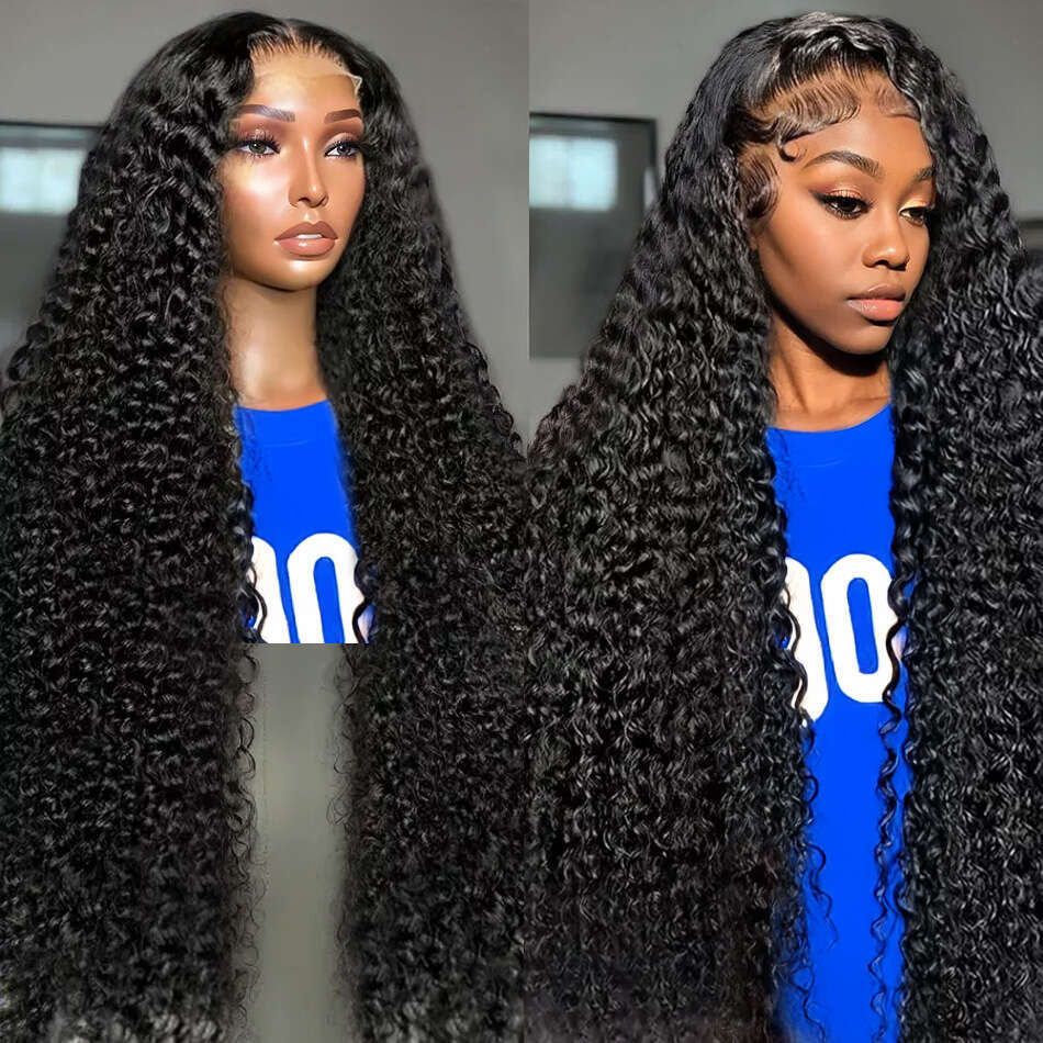Density Inch Deep Wave x HD Transparent Lace Frontal Wig Human Hair Water Curly Front Wigs For Women