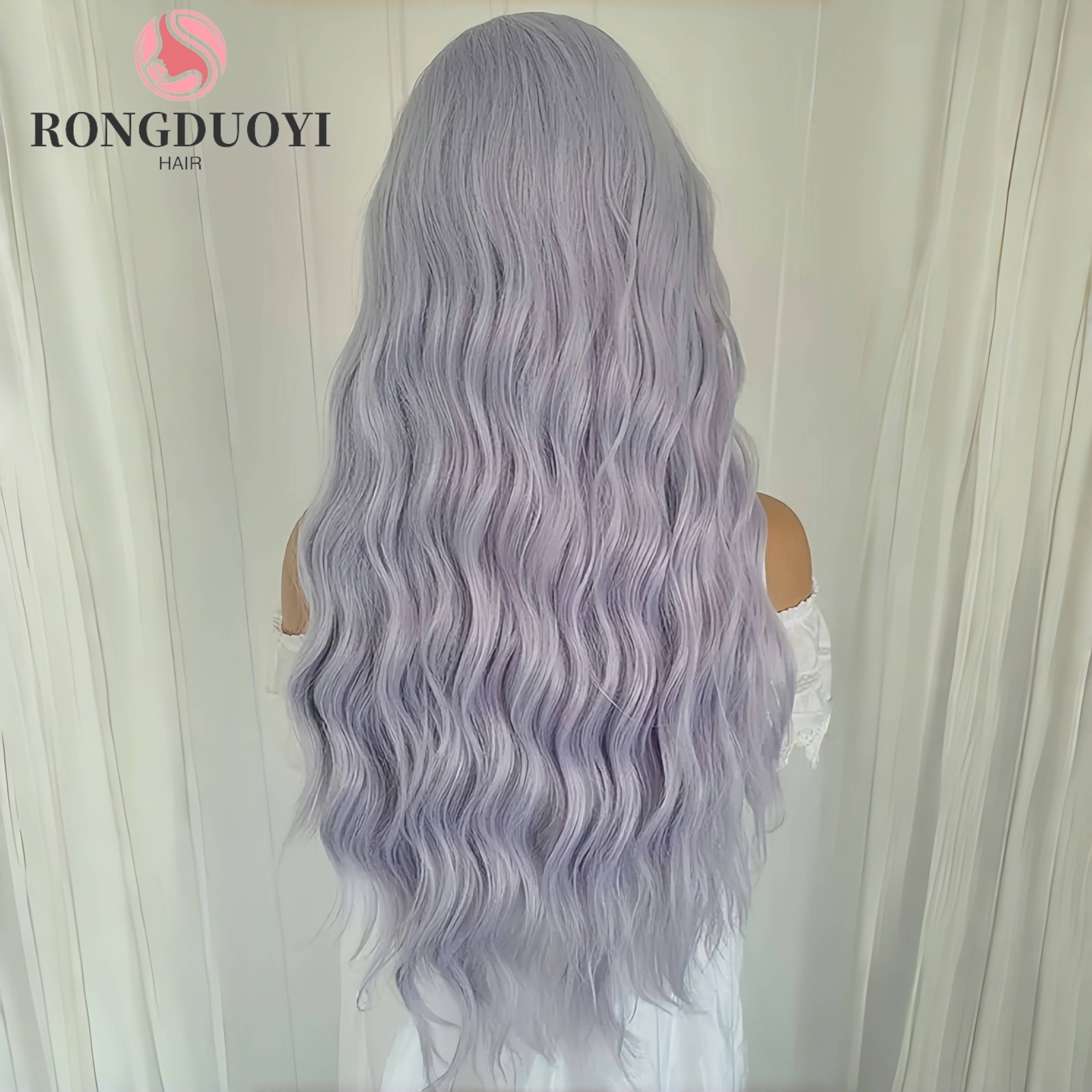 Sier Purple Long Curly Synthetic Lace Front Wig Deep Wave Natural Wavy Colored Hair 13X4 Frontal Wigs for Women Party