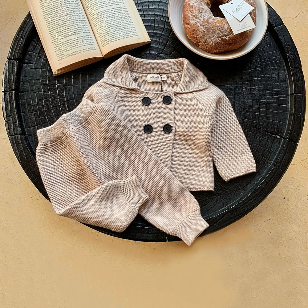 Baby Boy Knitted Clothes Sets Long-Sleeved Cardigan Pants Autumn Winter Infant Boy Clothes Outfits 241028