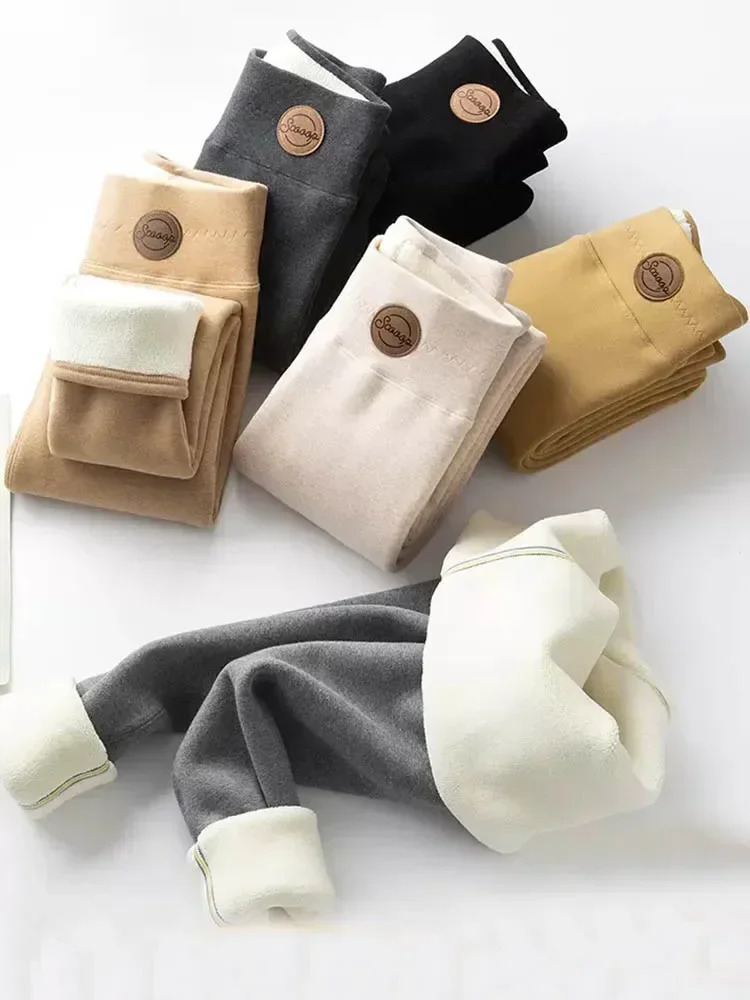 Winter womens long legs cotton velvet leggings womens long legs high waist stretch thick warm long legs 241028