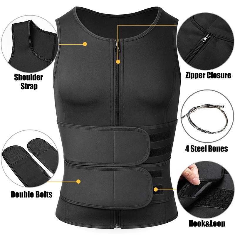 Men Body Shaper Waist Sauna Suit Sweat Vest Slimming Underwear Fat Burner Workout Tank Tops Weight Loss Shirt ShapewearXJ241028