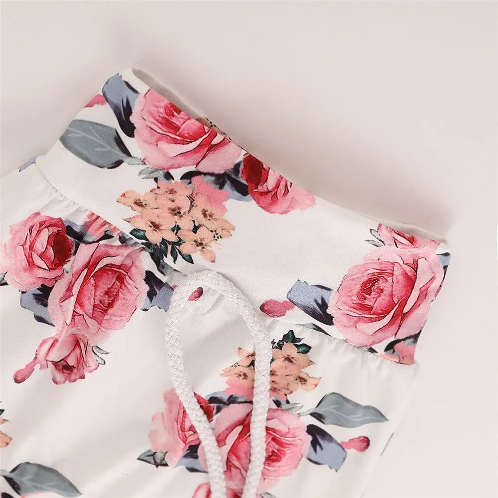 0-18 Months Toddler Baby Girl 3PCS Hooded Clothes Set Flowers Print Long Sleeve TopPantBowknot Headband Fashion Autumn Outfit 241028