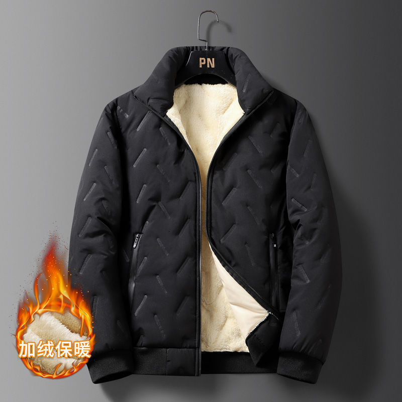 2024 New Designer Men's Lamb Fleece Warm and Windproof Thick Jacket with Wool Cotton Jacket Winter
