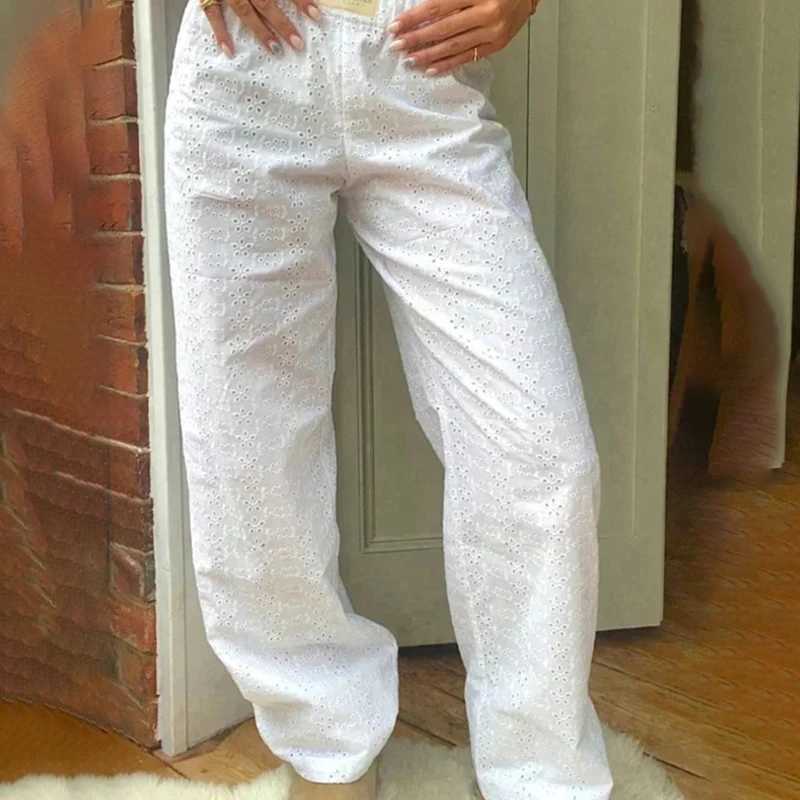 New Trendy Striped Print Long Pant Women Elastic Waist Drstring Wide Leg Pants Fashion Casual Cotton Fa Straight TrousersX241028