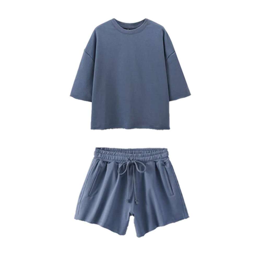 TRAFZA Basic Casual Sleeve Ribbed Short Women New 2024 Spring Summer Fasion Vacation Homeswear Shorts Set