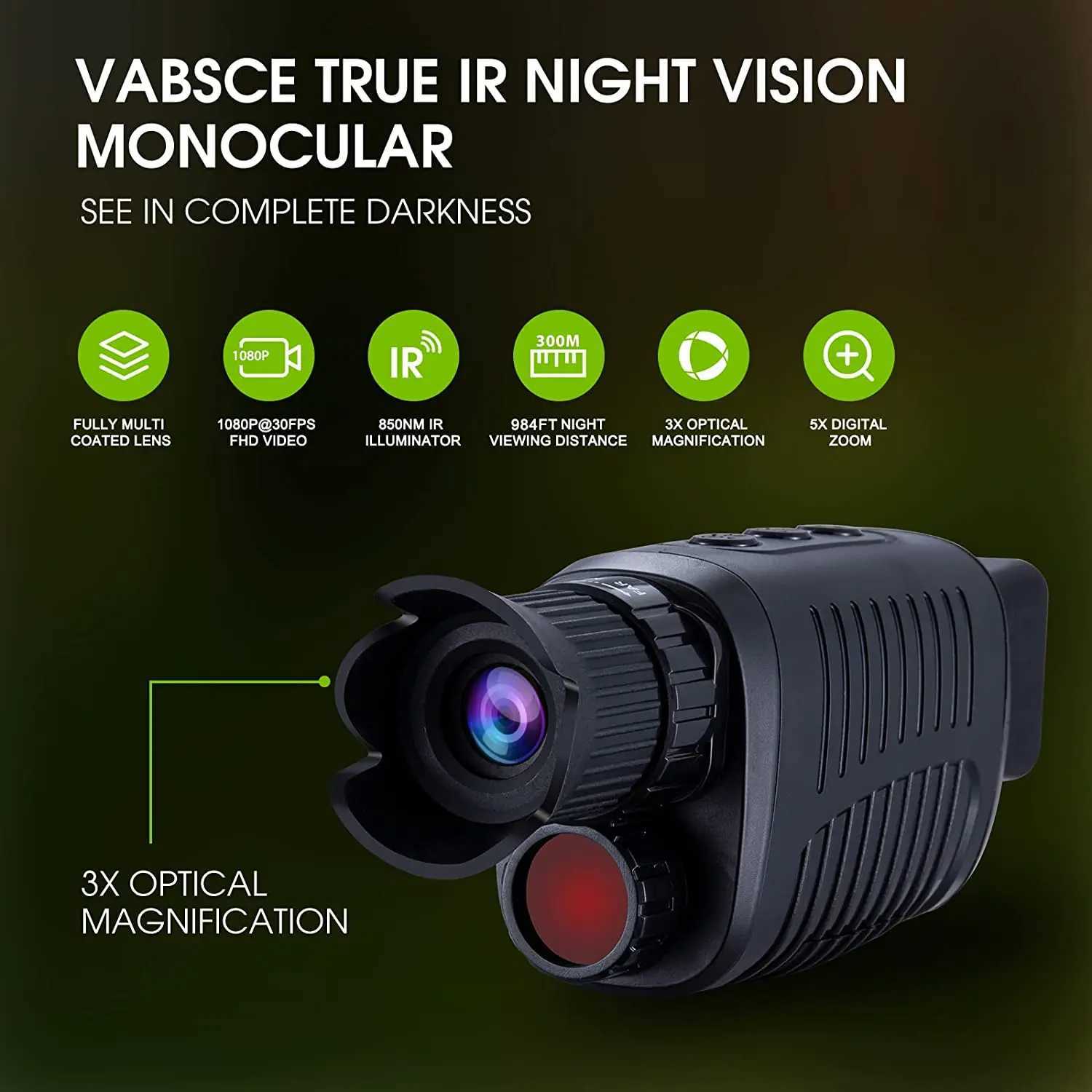 Single eye night vision instrument 1080p high-definition infrared night vision glasses camping binoculars day and night dual useXJ241028