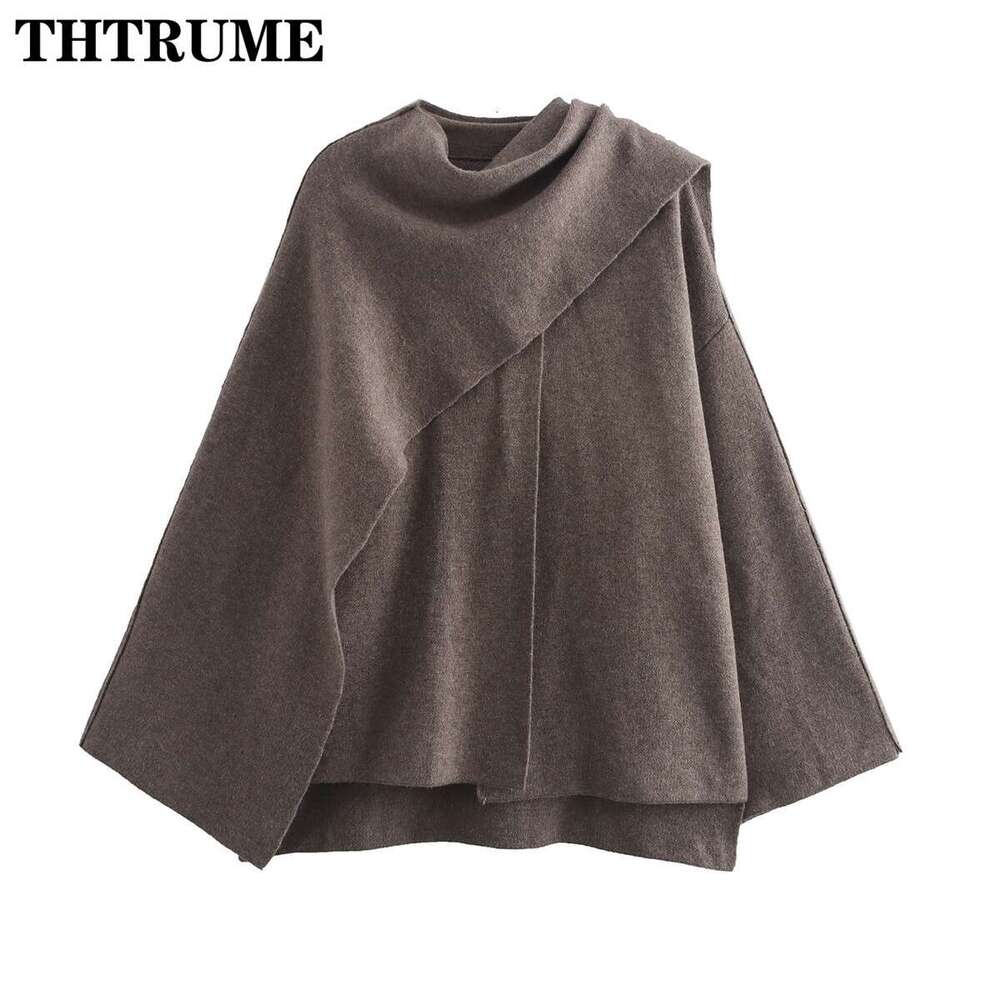 2024 New Scarf Collar Jackets For Women Elegant Solid Autumn Winter Long Sleeve Loose Coats Casual Streetwear Vintage Outwear