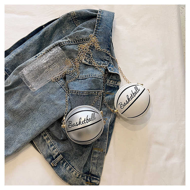 CMM Bag Daughter Boys Pu Basketball Coin Purse Single Shoulder Chain Crossbody Bag Summer New Fashion Mini Round Bag