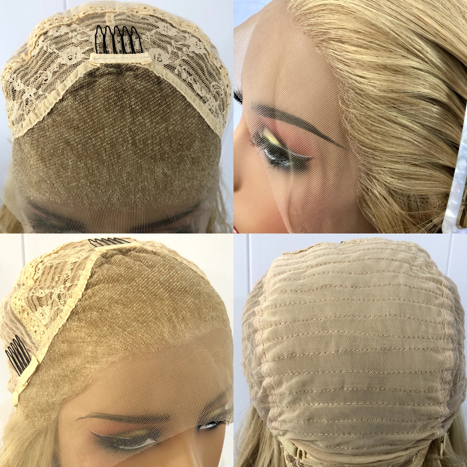 Honey Blonde Highlight Deep Wave Synthetic Lace Front Wig Short Curly Wavy Mixed Colored Hair 13X4 Frontal Wigs for Women
