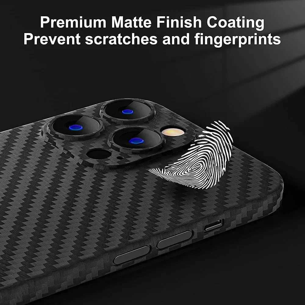 0.3mm Ultra Thin Carbon Fiber Texture Hard Phone Case For iPhone 15 14 13 12 11 Pro Max 7 8 Plus Mini SE Slim Cover Soft ShellLX241028