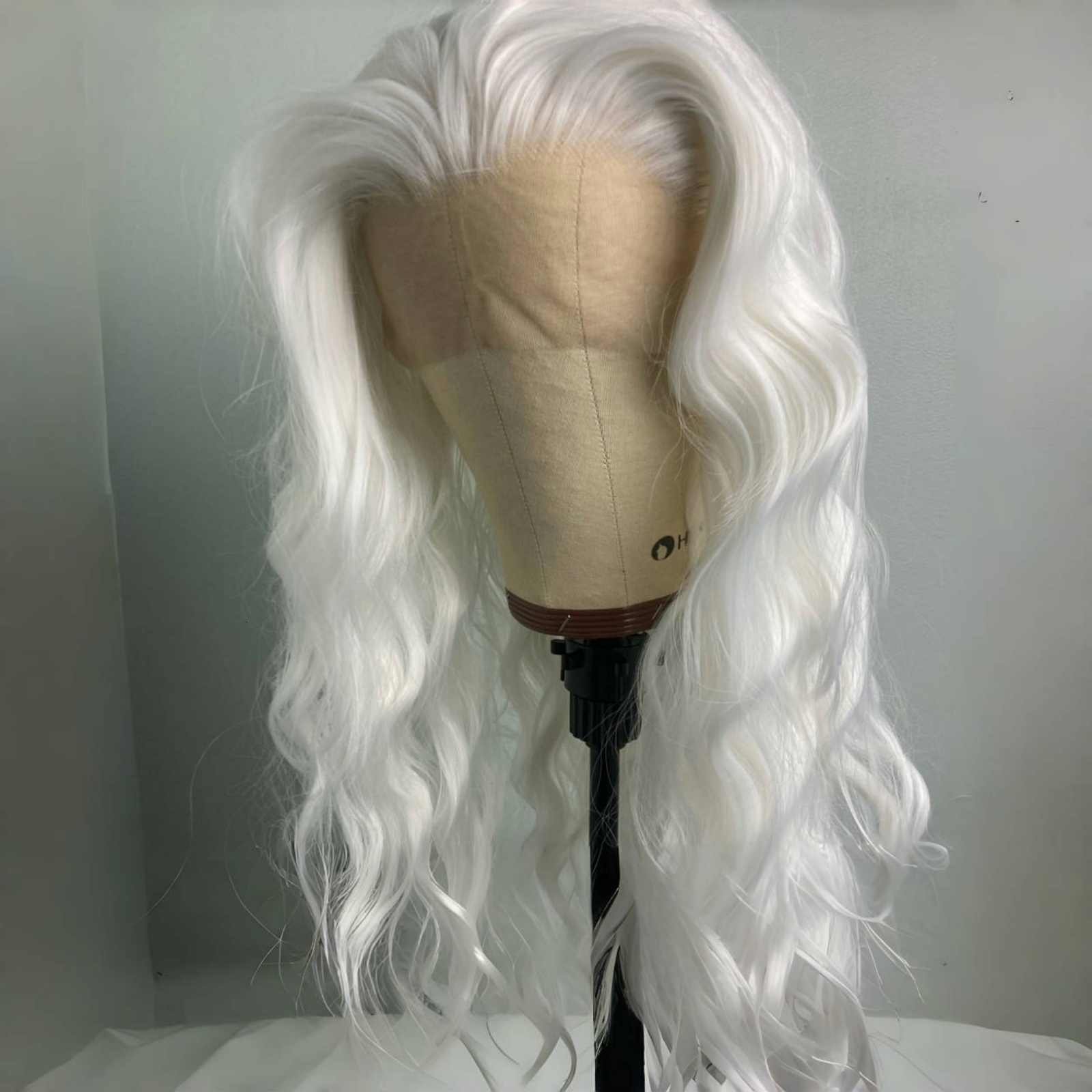 13X4 Curly Synthetic Front Wig Natural Long White Blonde Colored Hair Lace Frontal Wigs for Women Party Cosplay