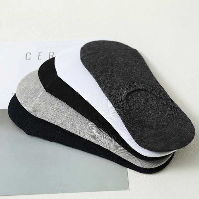 5 pairs of breathable and comfortable pure cotton invisible anti slip ankle short boat socks for men and women in summer W241028