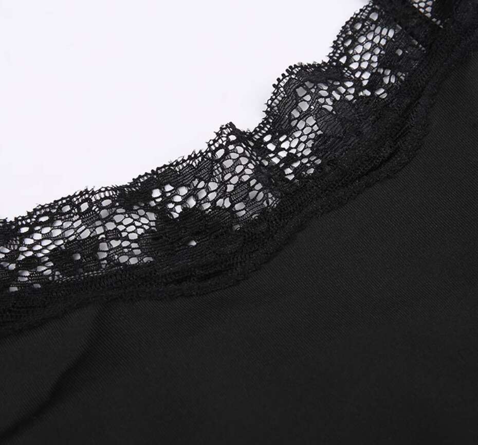 Women's sexy lace patchwork camisole jumpsuit with high waist and low chest, worn as a base shorts