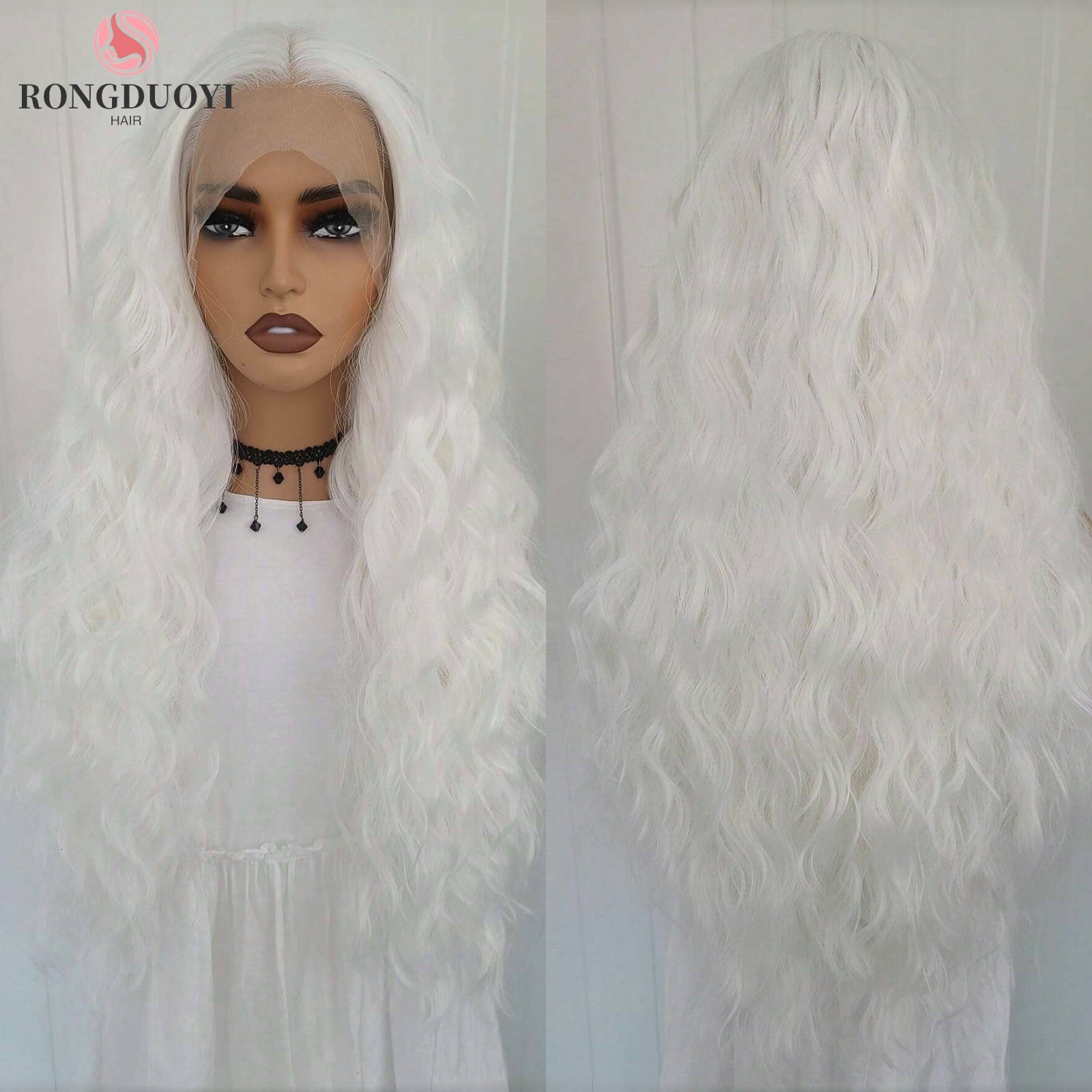 13X4 Ash Blonde Deep Curly Synthetic Lace Front Wig Natural Wavy Long Dark Blond Colored Hair Frontal Wigs for Women Party