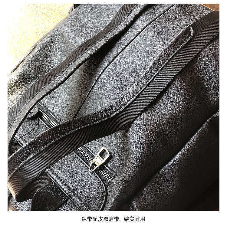 New Natural Cowhide 100% Genuine Leather Men And Women Soft Vintage Casual Travel Camping Teenager Backpac Black