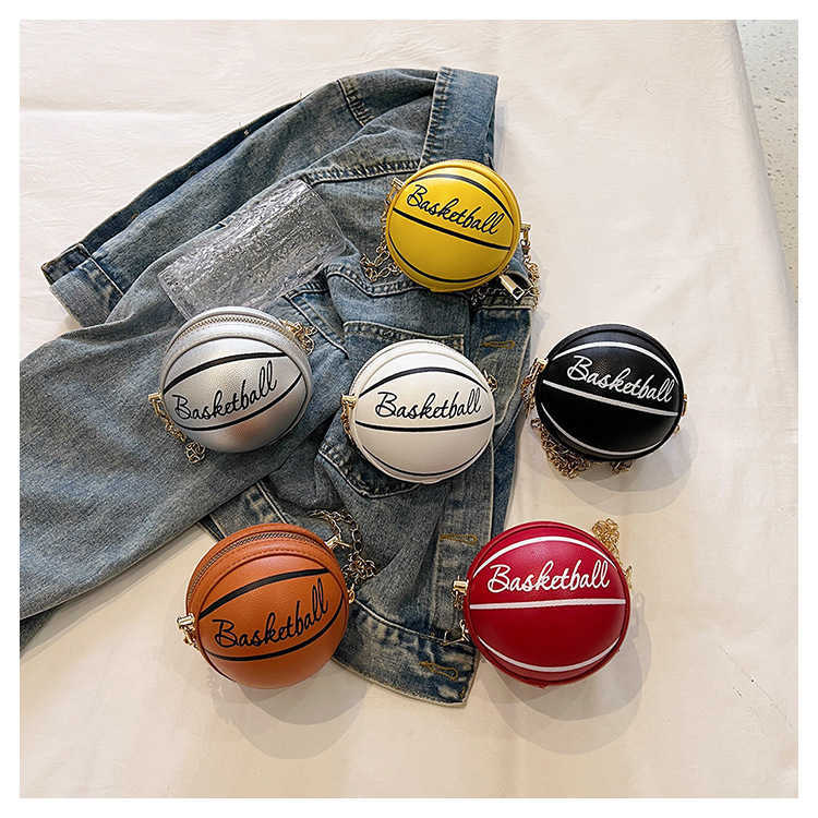 CMM Bag Daughter Boys Pu Basketball Coin Purse Single Shoulder Chain Crossbody Bag Summer New Fashion Mini Round Bag