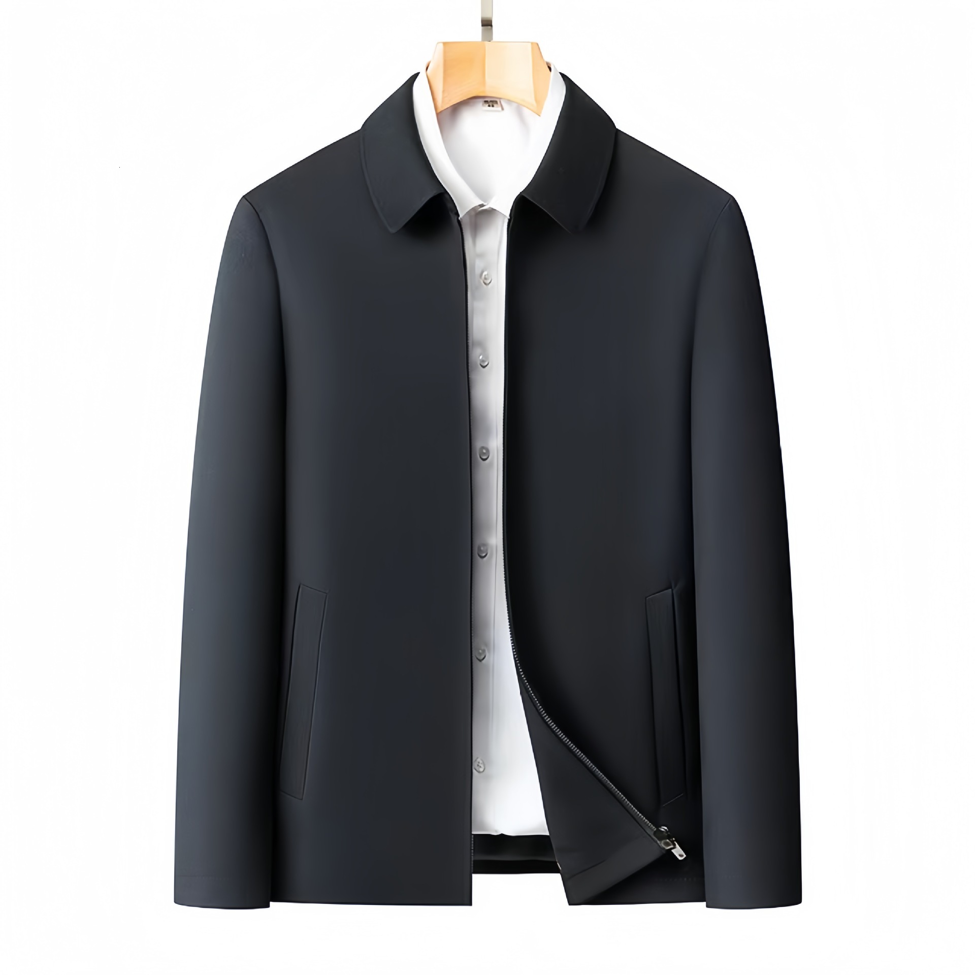 2024 New Designer Men's Autumn/Winter Senior Executive Civil Servant Wool Mulberry Silk Jacket Business Casual Collar Dad's Wear