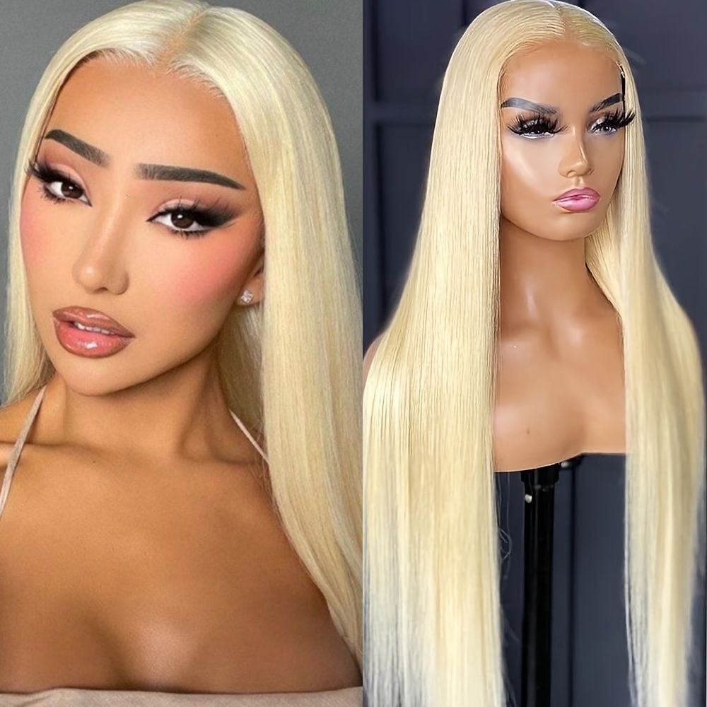 RONGDUOYI 613 Blonde Silky Straight Synthetic Lace Front Wig Glueless Natural Haire Hair Frontal Wigs for Women Daily Party