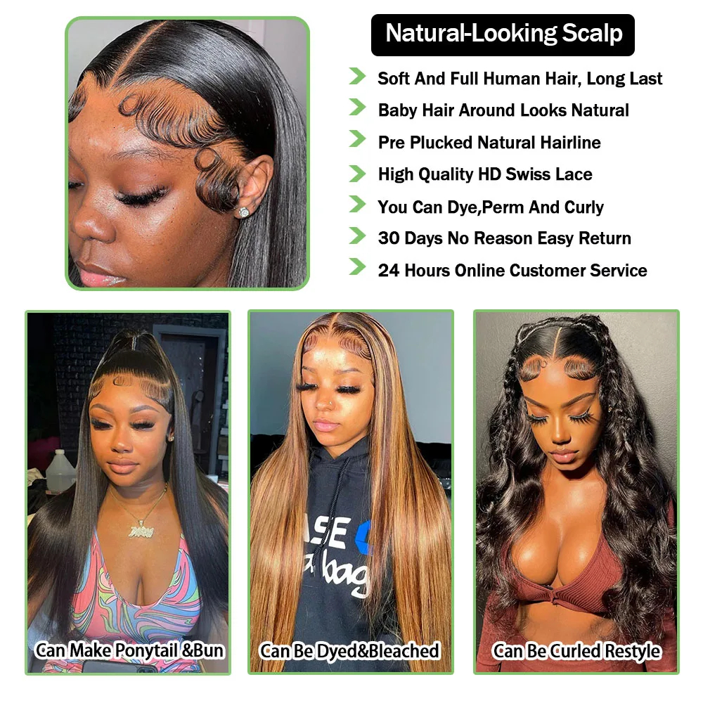 Straight Frontal 30 32 Inch Brazilian Remy 13X4 13X6 Glueless Transparent Lace Front Human Hair Wig For Women 200%