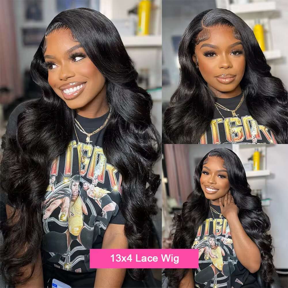 Density HD Transparent Lace Body Wave x Frontal Human Hair Wig Pre Plucked