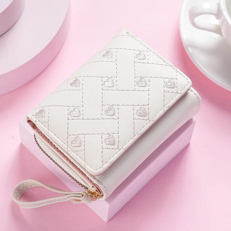 Free Shipping Wallets Trendy Heart Women Gifts Portable Large Capacity PU Leather Girls Bag Banknote Storage Card Holder Cute Purses
