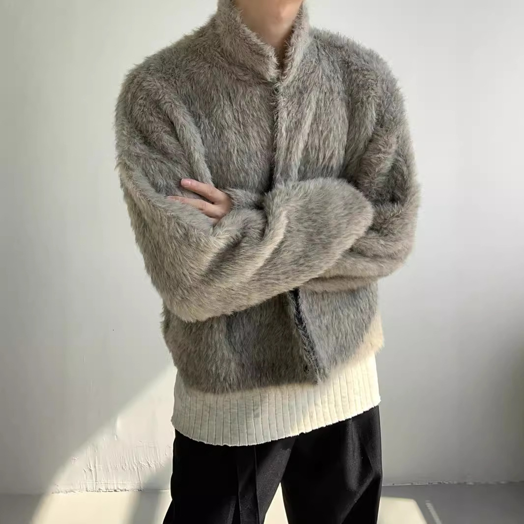 2024 New Designer Korean Short Street Fashion Brand Jacket High Sense Collar Knitted Sweater for Men