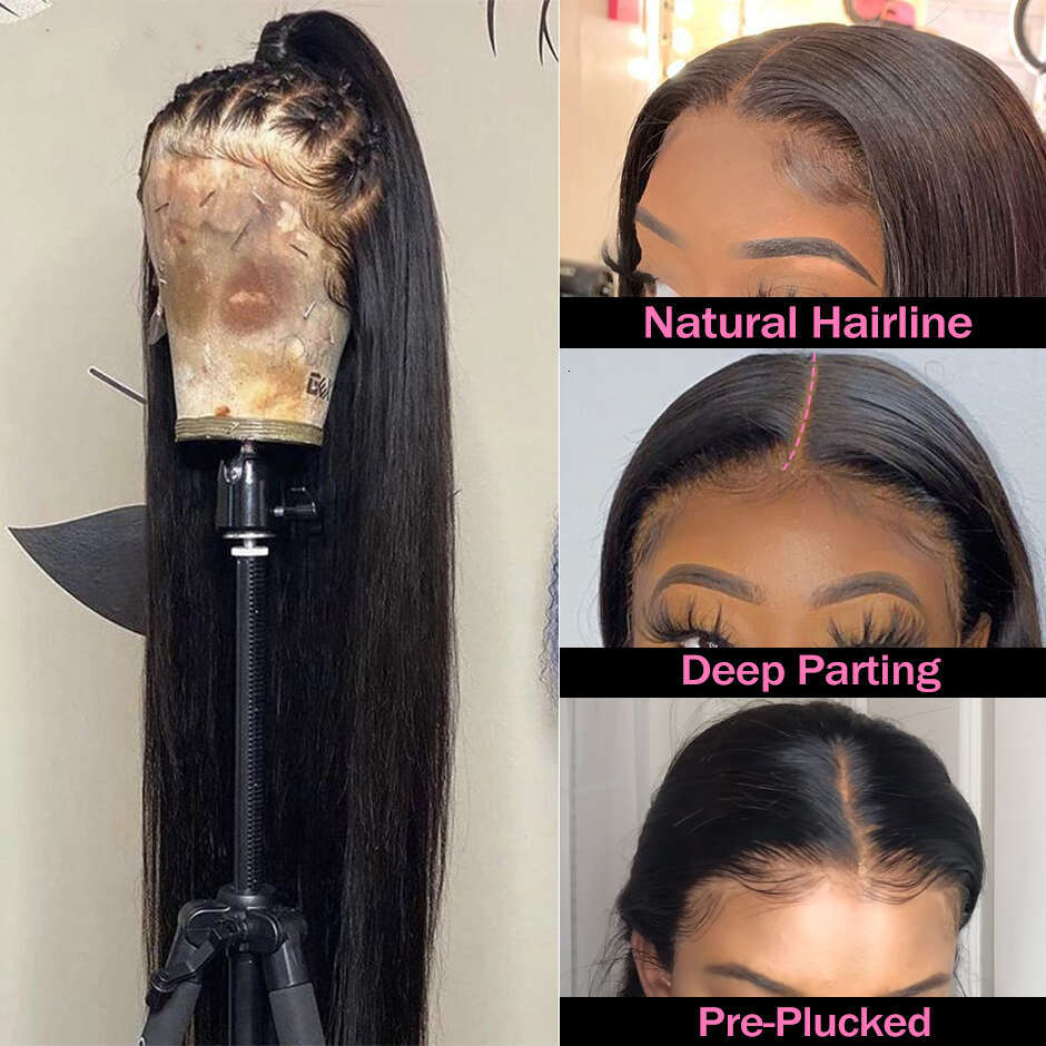 X HD Transparent Lace Frontal Wig Brazilian Straight Front Wigs For Women Human Hair PrePlucked Hairline On Sale