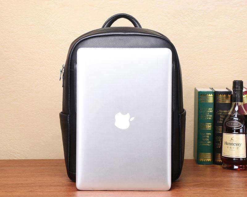Fashion First Layer Cowhide Men's 2023 Multifunctional Large Capacity Leather Leisure Travel Backpack Black