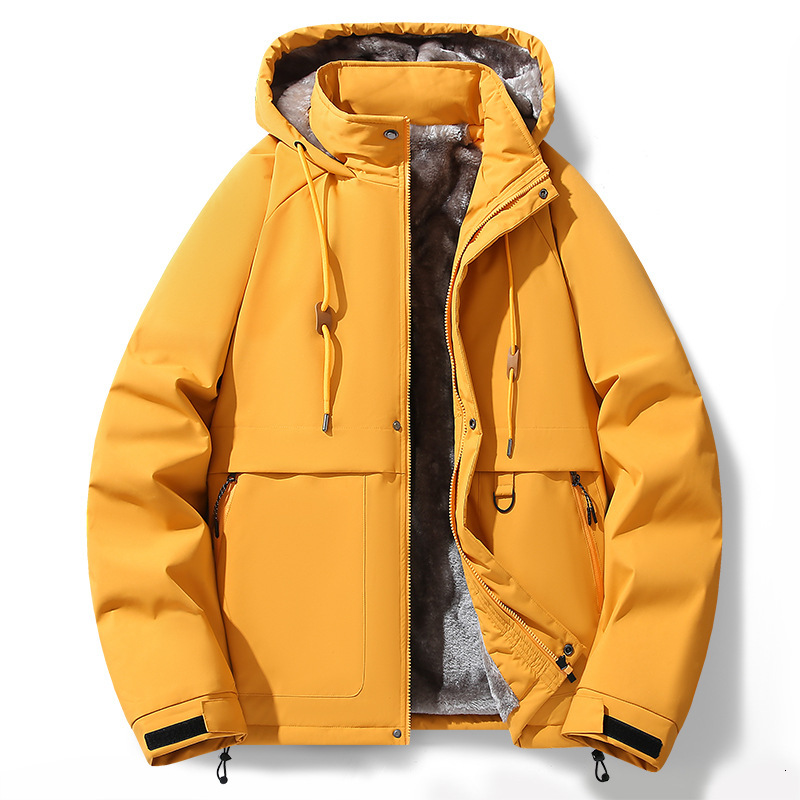 2024 New Designer Yellow Yimei with Velvet 2024 Spring and Autumn Work Clothes Assault Clothes Outdoor Mountaineering