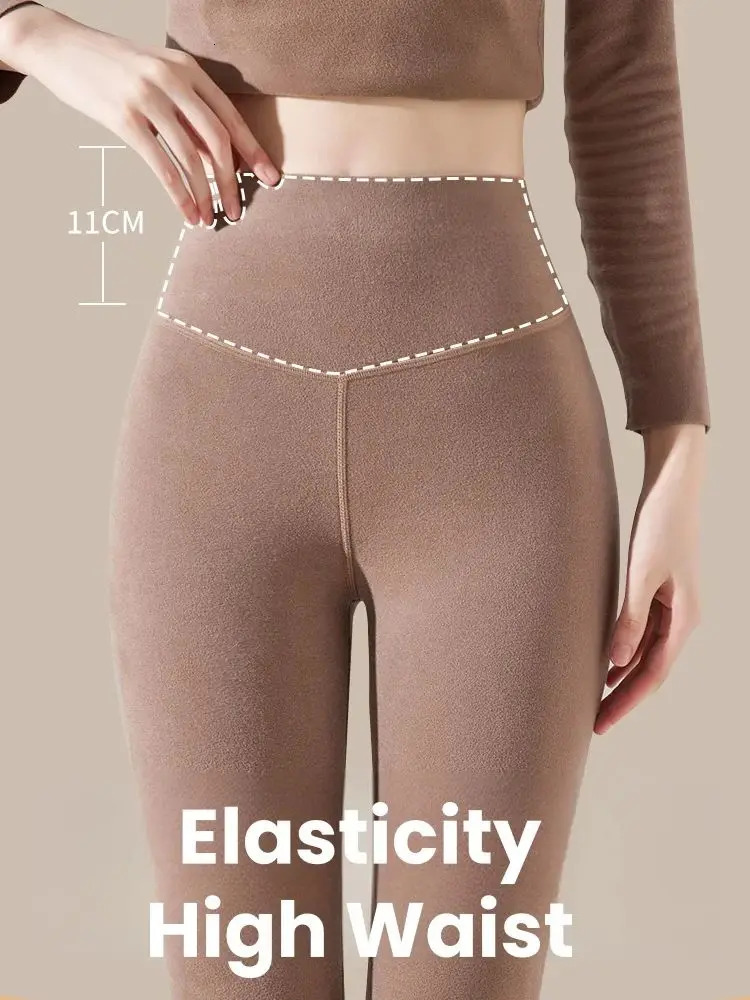 Velvet bottom womens warm underwear autumn and winter thick fluffy high waisted padded warm pants 241028