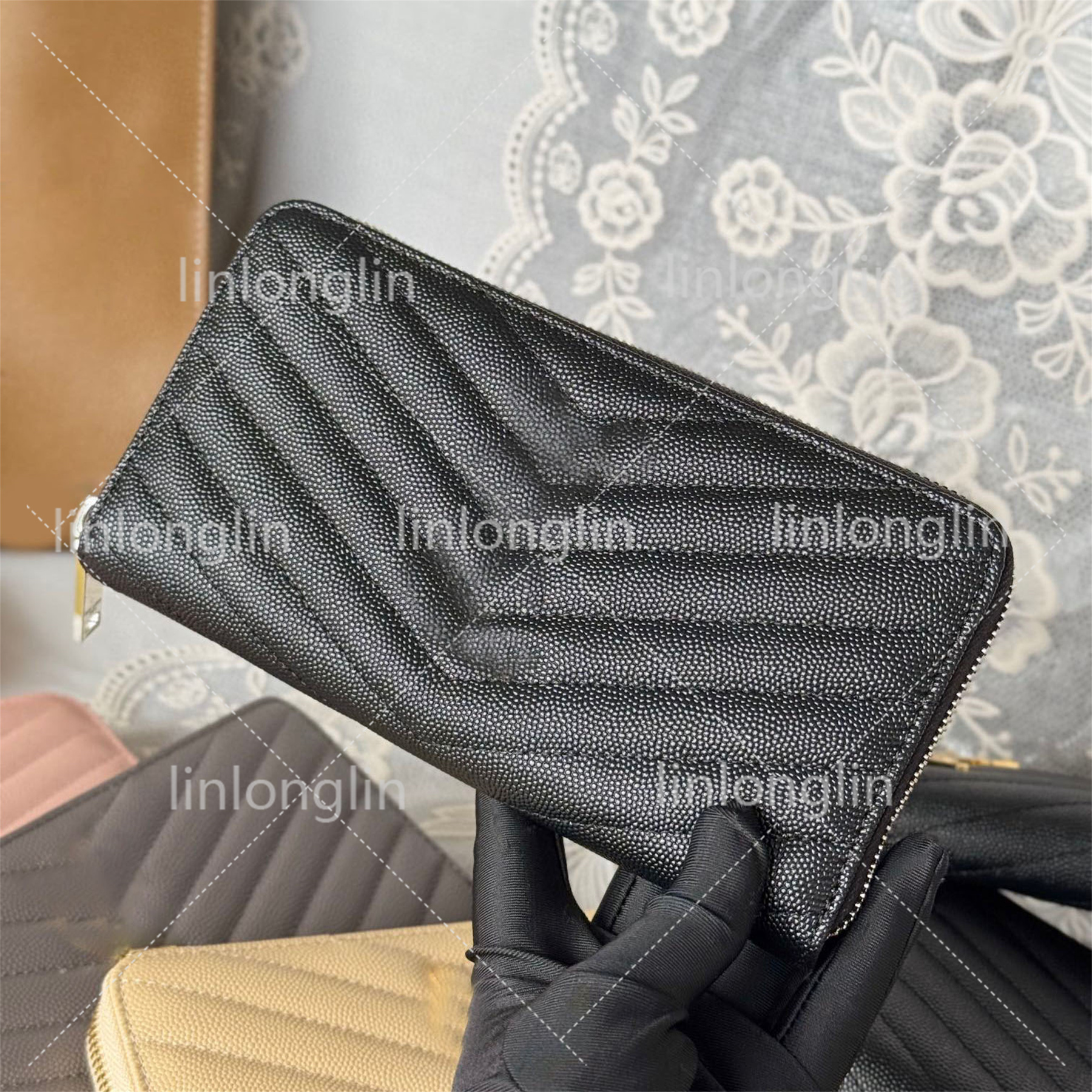 women wallet genuine leather handbag flap wallet luxury designer cassandre matelasse zipper long purse card holder clutch bags designer envelope handbag bags