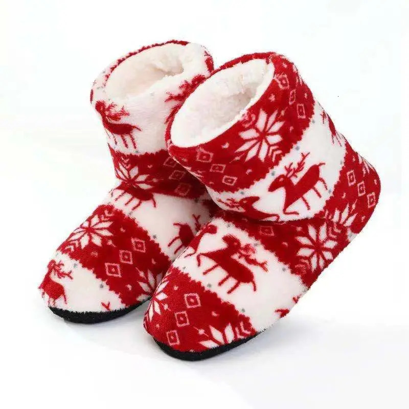 2pcs Women Warm Floor Socks Winter Thickened Plush Anti S Boots Soft Furry Indoor Shoes Christmas Year Slipper Shoes Boot 241025