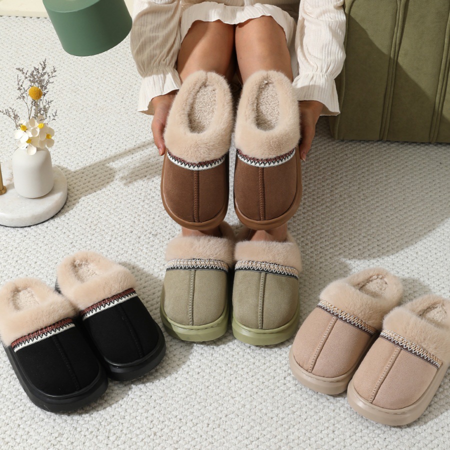 free shipping designer shoes mens flat sandals for women fury slippers winter cotton slippers warm thick soled home thick plush slippers sliders slide