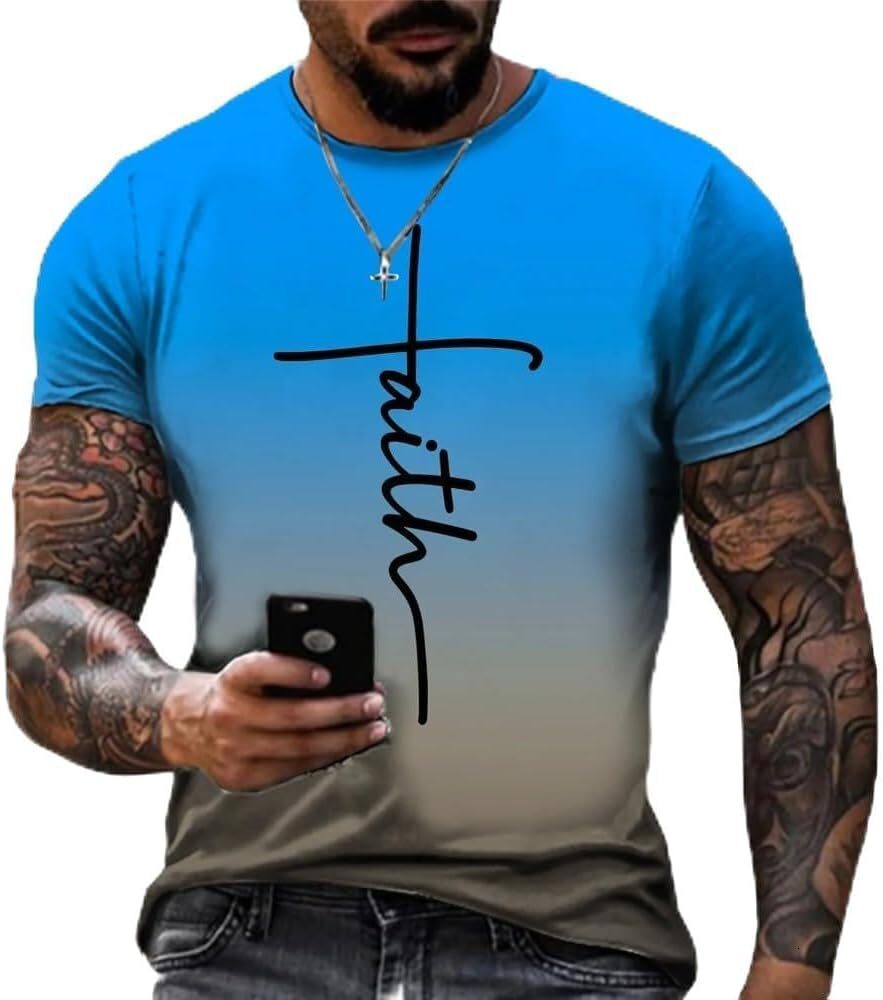 Mens T shirt Jesus Men's Fashion Jesus Cross Print Faith T-Shirt Casual Funny Jesus Saved My Life Shirt Short Sleeve Tee tee Casual tops summer c