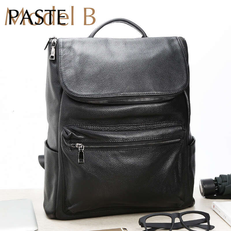 2023 Leisure Men's Genuine Cow Leather Backpack Laptop Male School High Quality Men Daypac Korea Style Casual Travel Bag