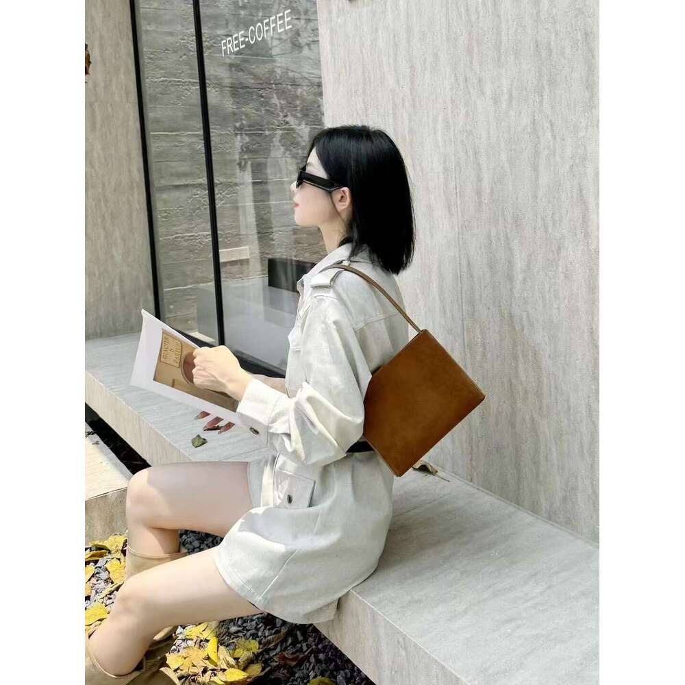Autumn/Winter Leather Versatile Frosted Cowhide Single Shoulder Armpit Bag Square Temperament Diagonal Purse Trend