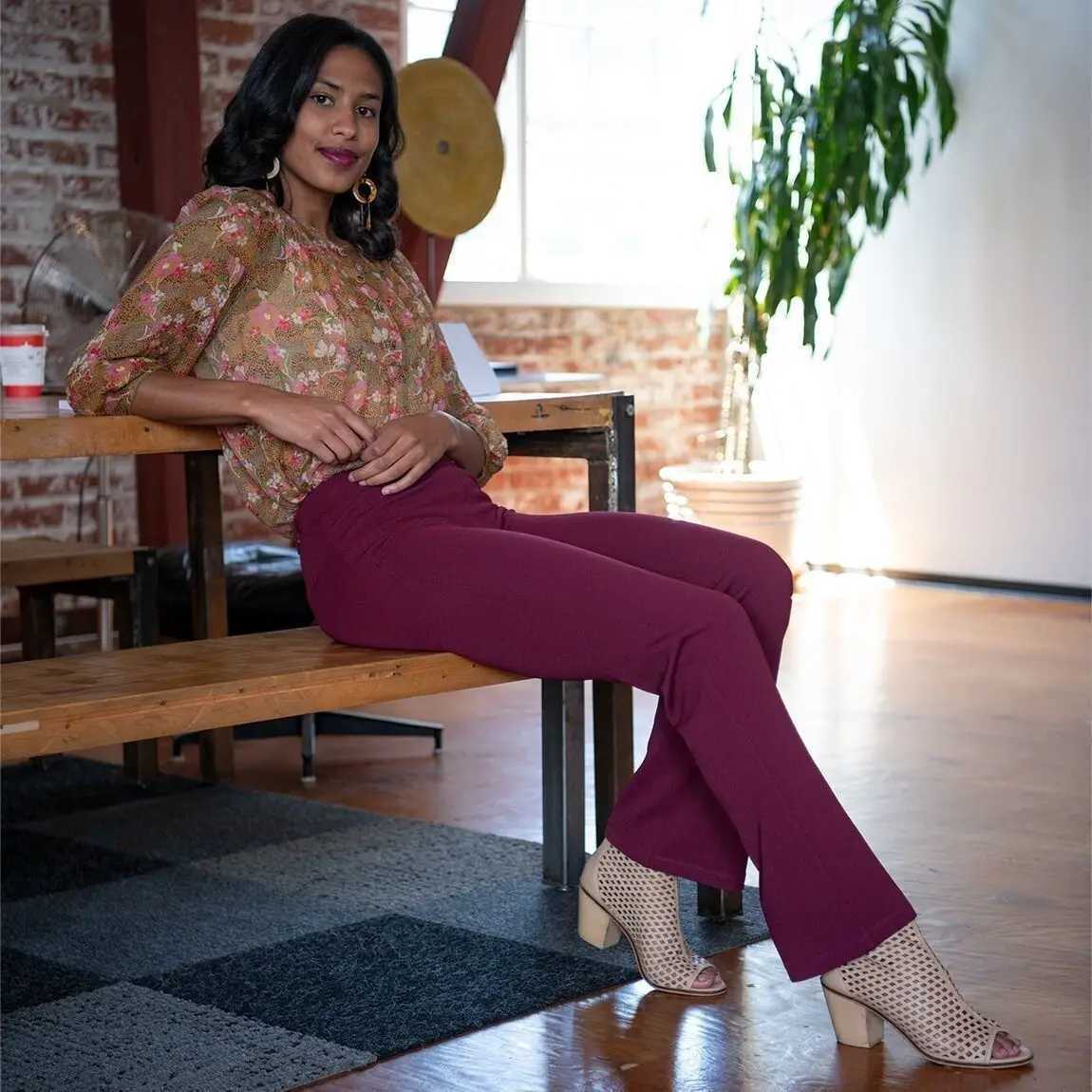 Ultra-Elastic Dress Soft Yoga Pants Womens Flared Trousers Yoga Pants Solid Mid Waist Flare Wide Leg Lady TrousersX241028