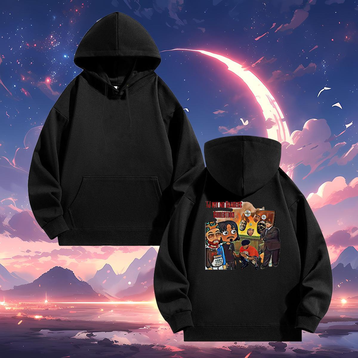 Designer Fashion Men Hoodie Plus Size Cartoon Loose Men Clothes Hoodie Top Hoody Home Outdoor Thick Plush Hooded Collar